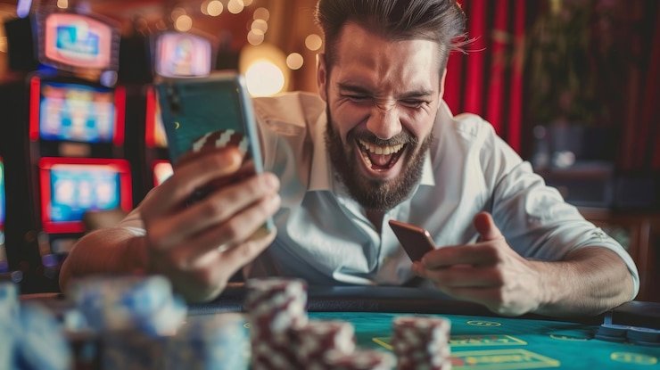 Ilustrasi pengguna yang sedang melakukan verifikasi dokumen secara online menggunakan smartphone